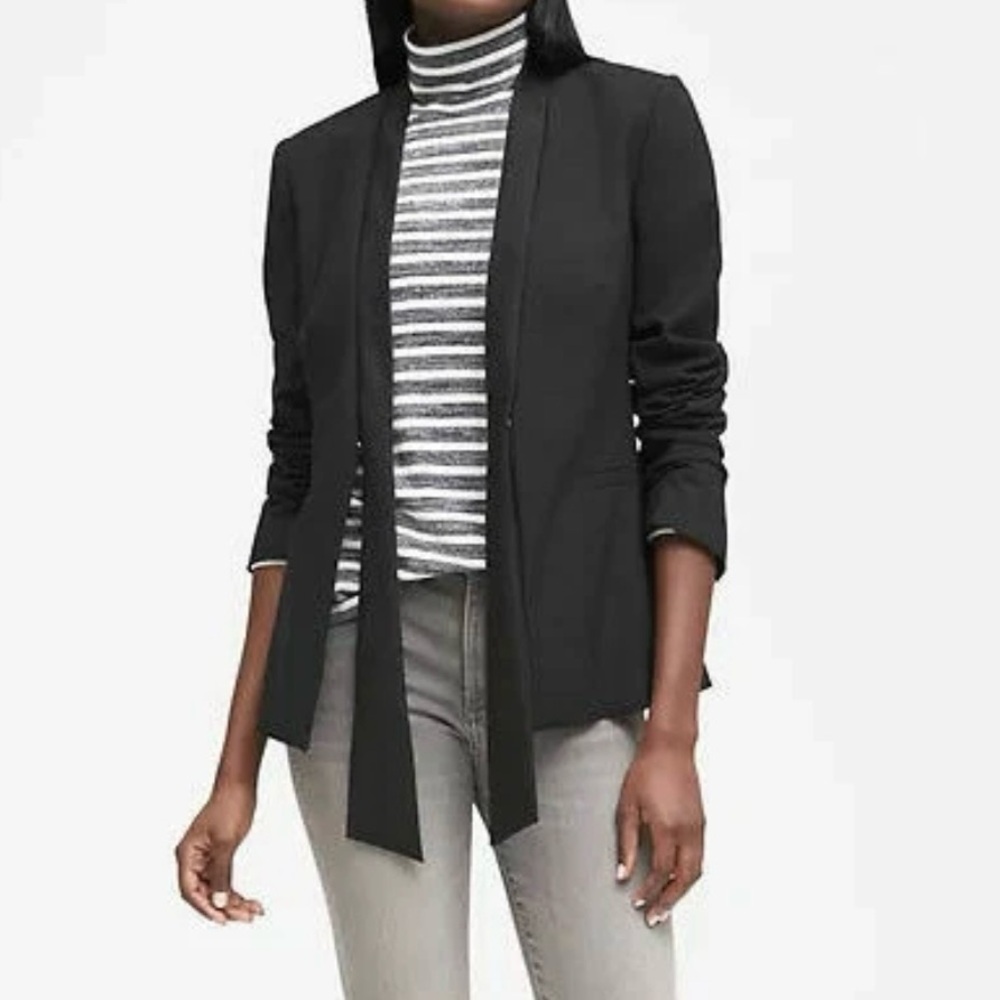 NWT Banana Republic Wool‎ Tie Front Blazer Jacket in Black Women’s Size 8